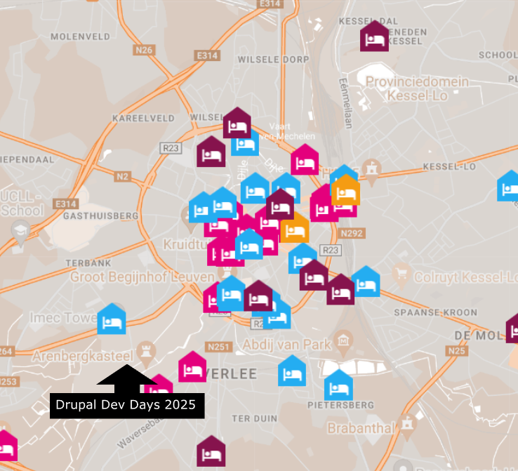 overview of hotels around the venue